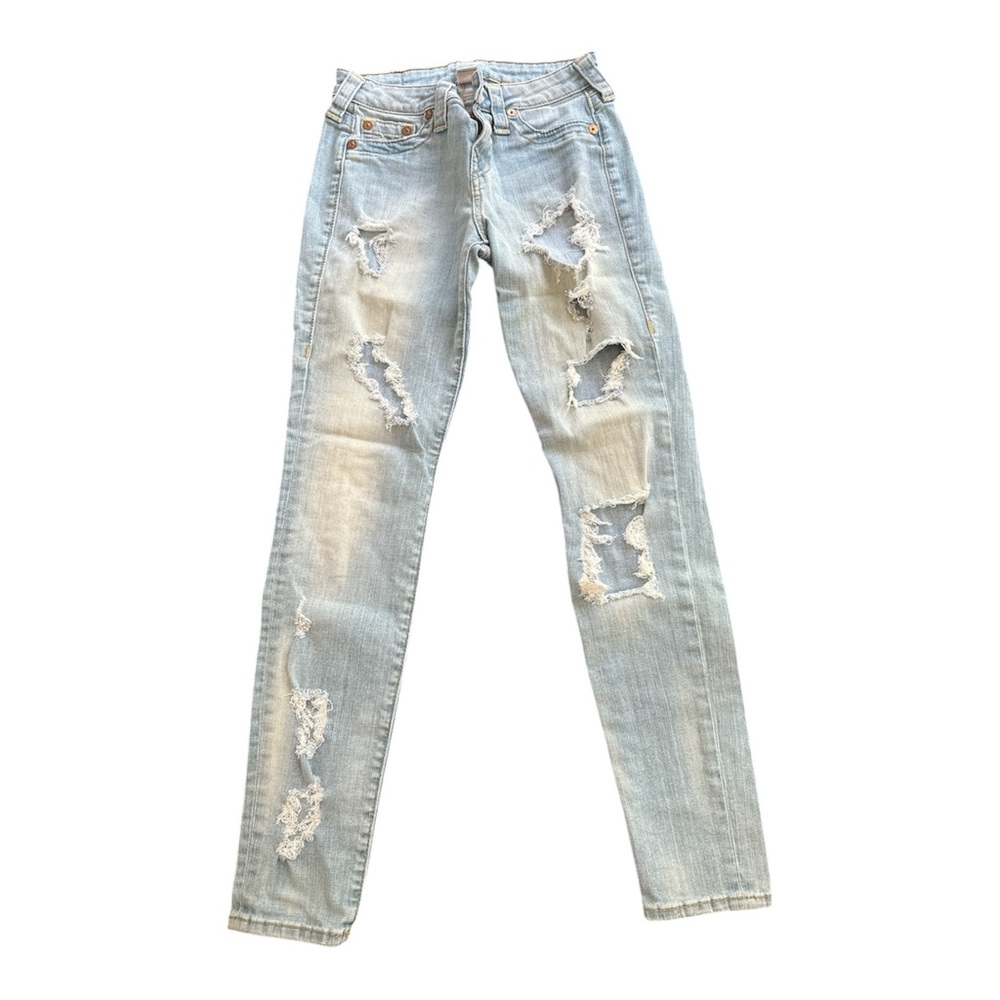 True Religion Light Blue Distressed Skinny Jeans